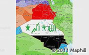 Flag Map of Iraq, political shades outside