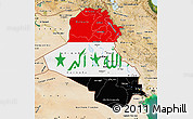 Flag Map of Iraq, satellite outside
