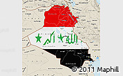 Flag Map of Iraq, shaded relief outside