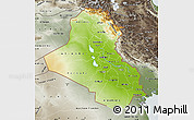 Physical Map of Iraq, semi-desaturated