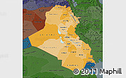 Political Shades Map of Iraq, darken