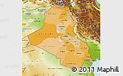 Political Shades Map of Iraq, physical outside