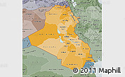 Political Shades Map of Iraq, semi-desaturated