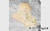 Satellite Map of Iraq, desaturated