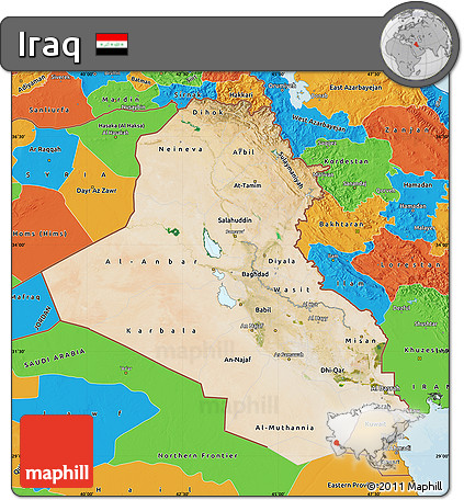 Satellite Map of Iraq, political outside