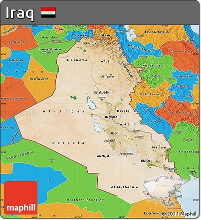 Satellite Map of Iraq, political outside