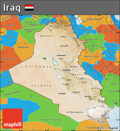 Satellite Map of Iraq, political outside