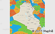 Shaded Relief Map of Iraq, political outside