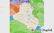 Shaded Relief Map of Iraq, political shades outside
