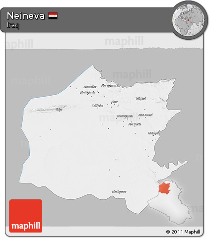 Gray 3D Map of Neineva, single color outside