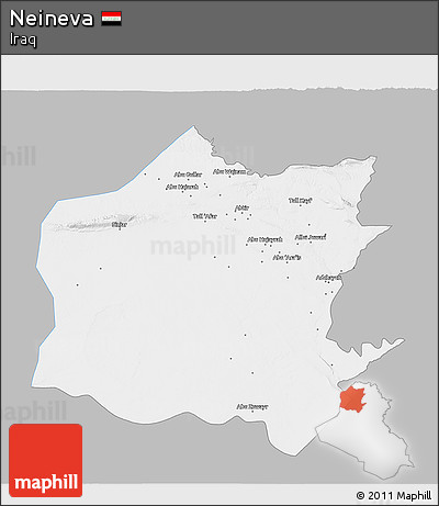 Gray 3D Map of Neineva, single color outside
