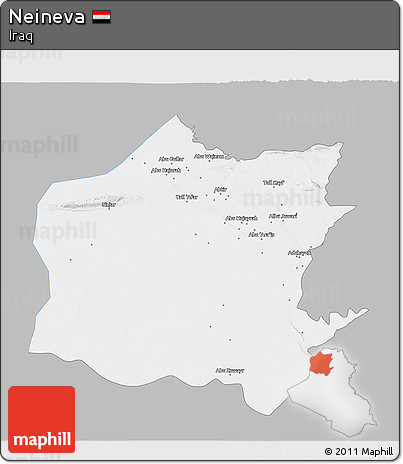 Gray 3D Map of Neineva, single color outside