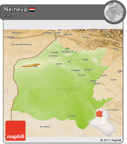 Physical 3D Map of Neineva, satellite outside