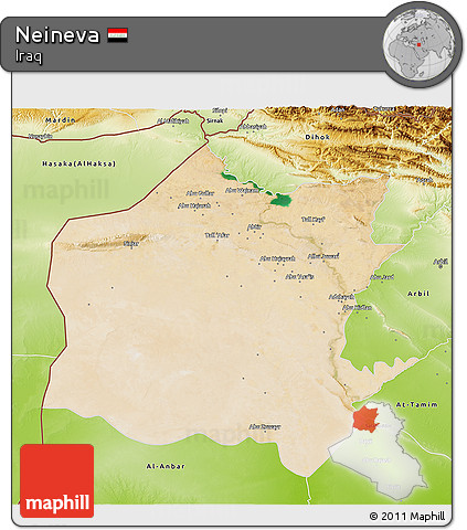 Satellite 3D Map of Neineva, physical outside