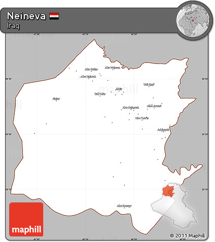 Gray Simple Map of Neineva, cropped outside