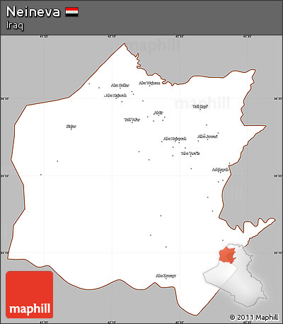 Gray Simple Map of Neineva, cropped outside