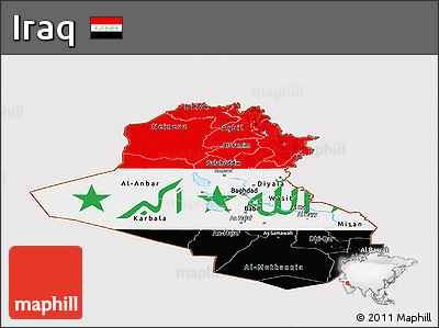 Flag Panoramic Map of Iraq