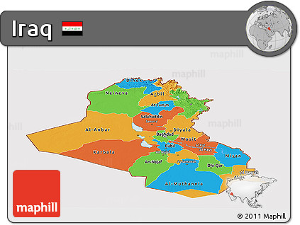 Political Panoramic Map of Iraq, cropped outside