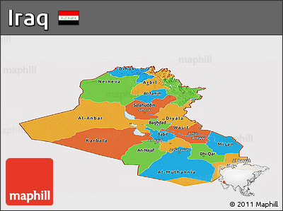 Political Panoramic Map of Iraq, cropped outside