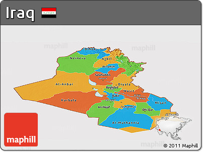 Political Panoramic Map of Iraq, cropped outside
