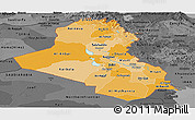 Political Shades Panoramic Map of Iraq, darken, desaturated