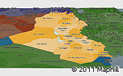 Political Shades Panoramic Map of Iraq, darken