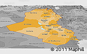 Political Shades Panoramic Map of Iraq, desaturated