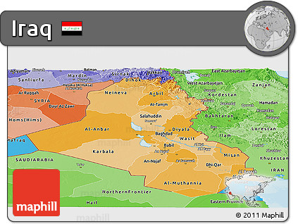 Political Shades Panoramic Map of Iraq
