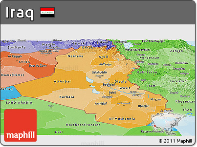 Political Shades Panoramic Map of Iraq