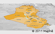Political Shades Panoramic Map of Iraq, lighten, desaturated