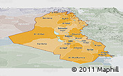 Political Shades Panoramic Map of Iraq, lighten, semi-desaturated