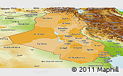 Political Shades Panoramic Map of Iraq, physical outside