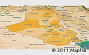 Political Shades Panoramic Map of Iraq, satellite outside