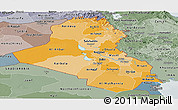 Political Shades Panoramic Map of Iraq, semi-desaturated
