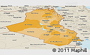 Political Shades Panoramic Map of Iraq, shaded relief outside