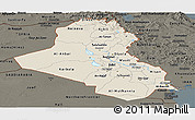 Shaded Relief Panoramic Map of Iraq, darken