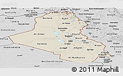 Shaded Relief Panoramic Map of Iraq, desaturated