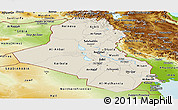 Shaded Relief Panoramic Map of Iraq, physical outside