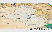 Shaded Relief Panoramic Map of Iraq, satellite outside
