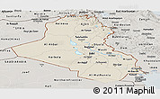 Shaded Relief Panoramic Map of Iraq, semi-desaturated