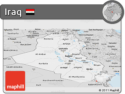 Silver Style Panoramic Map of Iraq