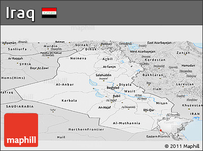Silver Style Panoramic Map of Iraq