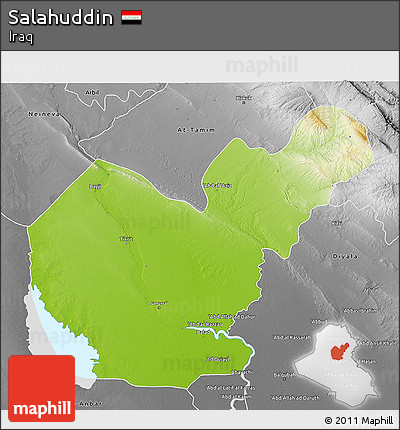 Physical 3D Map of Salahuddin, desaturated