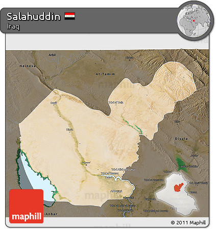 Satellite 3D Map of Salahuddin, darken