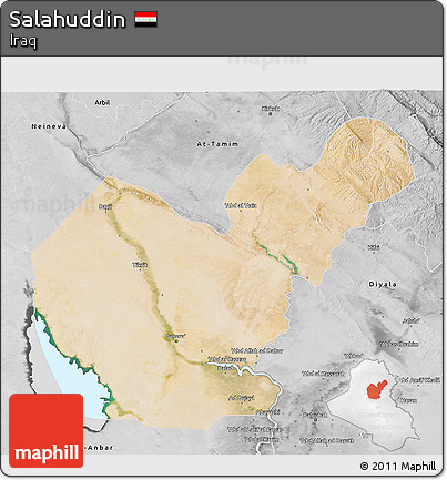 Satellite 3D Map of Salahuddin, desaturated