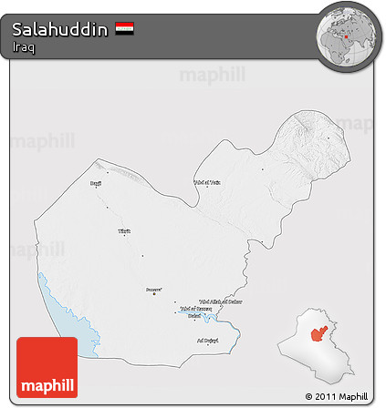 Silver Style 3D Map of Salahuddin, single color outside