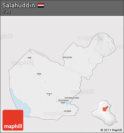 Silver Style 3D Map of Salahuddin, single color outside