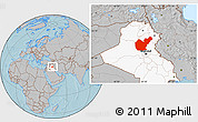 Gray Location Map of Salahuddin, highlighted country, hill shading