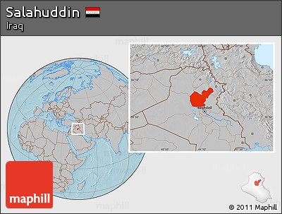 Gray Location Map of Salahuddin, hill shading