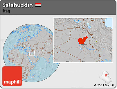 Gray Location Map of Salahuddin, hill shading